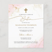 Papier Budget Moderne Croix Dorée Fille Bautizo Rose (Devant)
