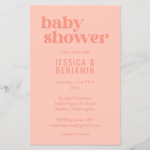 Papier Budget Moderne Cute Dusty Peach Baby shower Invita