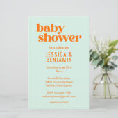 Papier Budget Moderne Cute Mint Orange Baby shower Invita (Debout devant)