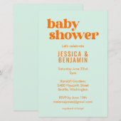 Papier Budget Moderne Cute Mint Orange Baby shower Invita (Devant / Derrière)