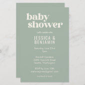 Papier Budget Moderne Cute Sage Vert Baby shower Invitati (Devant / Derrière)