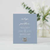 Papier BUDGET Moderne Dusty Blue Photo QR Code Mariage (Debout devant)