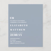 Papier Budget Moderne Dusty Blue Wedding Invite (Devant)