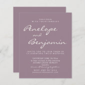 Papier Budget Moderne Dusty Purple Script Mariage Invite (Devant / Derrière)