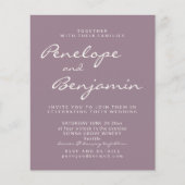 Papier Budget Moderne Dusty Purple Script Mariage Invite (Devant)