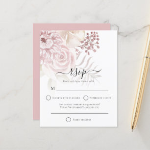 Papier Budget Moderne Dusty Rose Florals Mariage RSVP