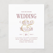 Papier BUDGET Moderne Dusty Rose Rose Gold Mariage Invite (Devant)