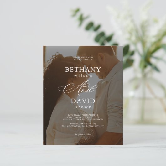 Papier BUDGET Moderne Élégant 2 Arc Photo QR Code Mariage (Debout devant)