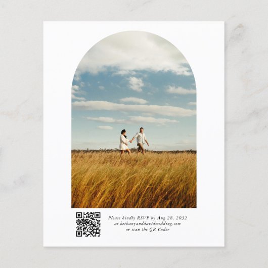 Papier BUDGET Moderne Élégant 2 Arc Photo QR Code Mariage (Dos)