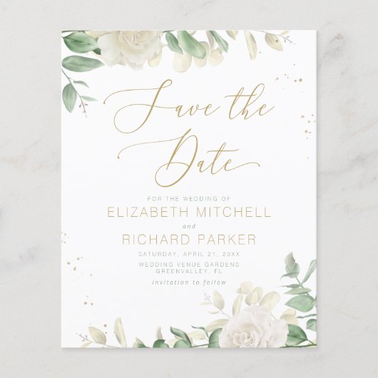 Papier Budget Moderne Élégant Mariage Floral Élégant Enre (Devant)