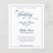 Papier Budget Moderne Elégant Marine Bleu Blanc Mariage (Devant)