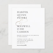 Papier Budget Moderne Elégant Noir & Blanc Mariage Invita (Devant / Derrière)