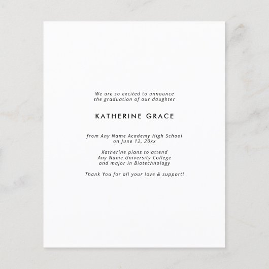 Papier BUDGET Moderne Élégant Pink Script Graduation Phot (Dos)