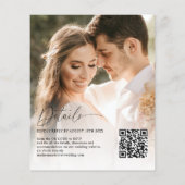 Papier Budget moderne élégant QR Code 2 Mariage photo (Dos)