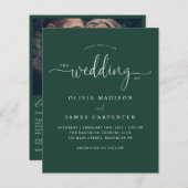 Papier Budget moderne Emerald Green Photo Wedding Invitat (Devant / Derrière)