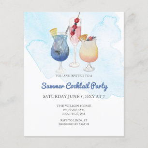 Papier Budget Moderne Été Cocktail Invitations