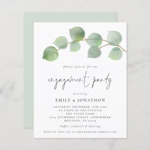 Papier Budget Moderne Eucalyptus Engagement Invitation