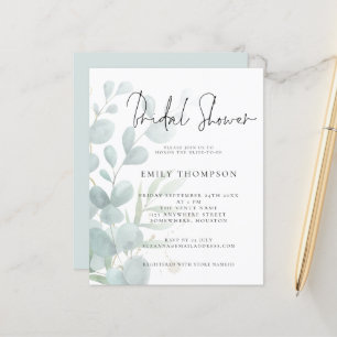 Papier Budget Moderne Eucalyptus Invitation à la douche n