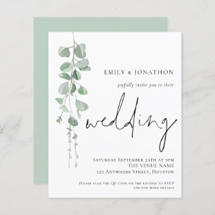 Papier Budget Moderne Eucalyptus QR Code Mariage Invitati