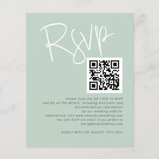 Papier Budget moderne Eucalyptus QR Faire-part de mariage (Dos)