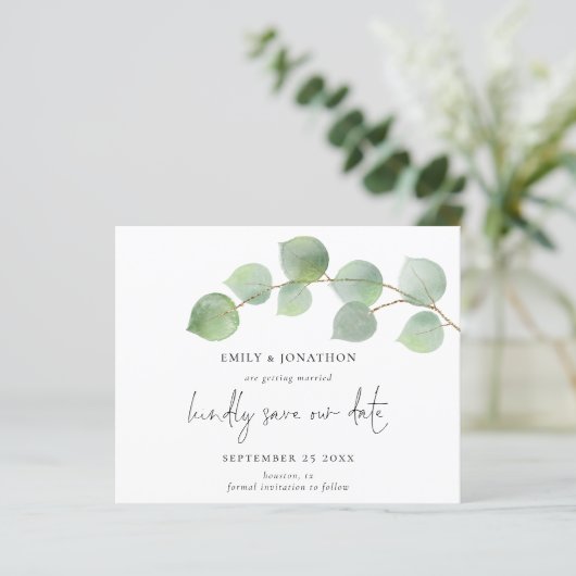 Papier Budget Moderne Eucalyptus Script Enregistrer La Da (Debout devant)