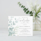 Papier Budget Moderne Eucalyptus Sweet sixteen Invitation (Debout devant)