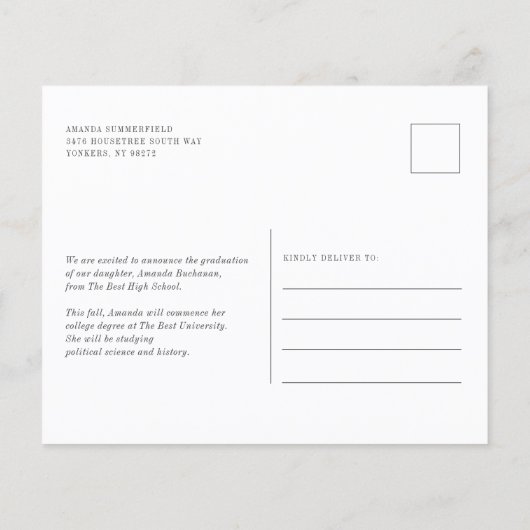 Papier Budget Moderne Faire-part de diplôme de script pho (Dos)