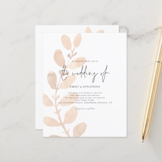 Papier Budget Moderne Faire-part de mariage de la constru (Devant/Arrière en situation)