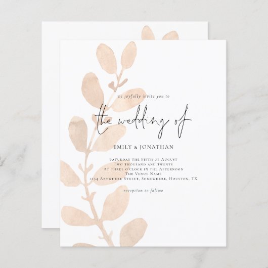 Papier Budget Moderne Faire-part de mariage de la constru (Devant / Derrière)