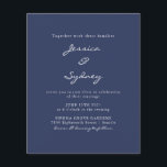Papier Budget Moderne Faire-part de mariage de script ble<br><div class="desc">Budget Minimaliste Moderne Faire-part de mariage de script bleu marine</div>