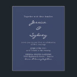 Papier Budget Moderne Faire-part de mariage de script ble<br><div class="desc">Budget Minimaliste Moderne Faire-part de mariage de script bleu marine</div>