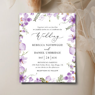 Papier Budget Moderne Faire-part de mariage Floral Violet