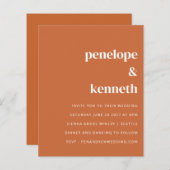 Papier Budget Moderne Faire-part de mariage Orange Brûlé (Devant / Derrière)