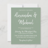 Papier Budget moderne faire-part de mariage vert olive (Devant)