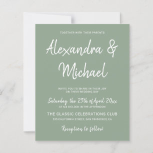 Papier Budget moderne faire-part de mariage vert olive