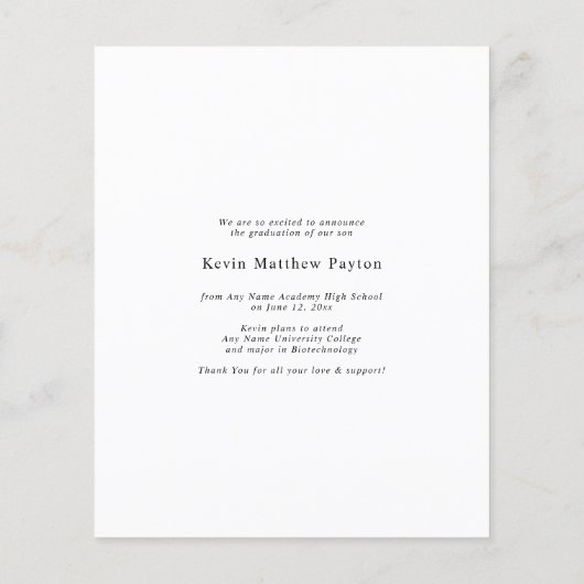 Papier Budget Moderne Faire-part du Parti Graduation (Dos)