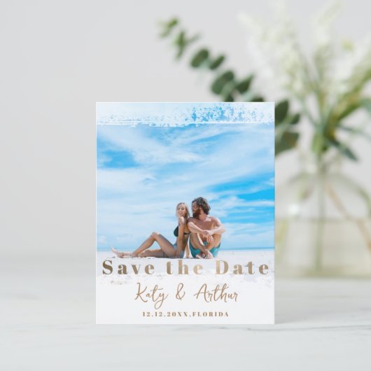 Papier Budget moderne Faux Gold Enregistrer la date Photo (Debout devant)