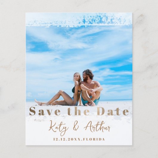 Papier Budget moderne Faux Gold Enregistrer la date Photo (Devant)