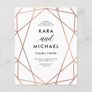 Papier BUDGET Moderne Faux Rose Gold Faire-part de mariag
