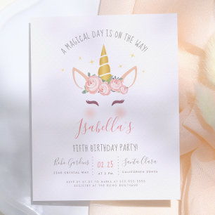 Papier Budget Moderne Fleur Magique Licorne Anniversaire
