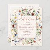 Papier Budget Moderne Fleur sauvage Memorial Invitation (Devant / Derrière)