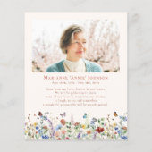 Papier Budget Moderne Fleur sauvage Memorial Invitation (Dos)