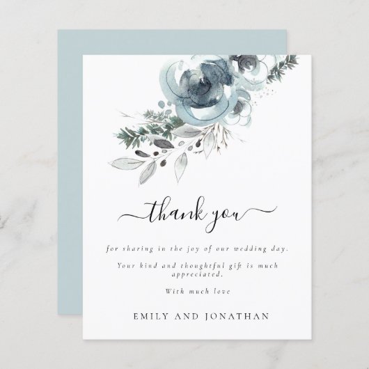 Papier Budget Moderne Fleurs de Noël Mariage Merci (Devant / Derrière)