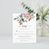 Papier Budget Moderne Fleurs Rose Aquarelle Mariage RSVP (Debout devant)