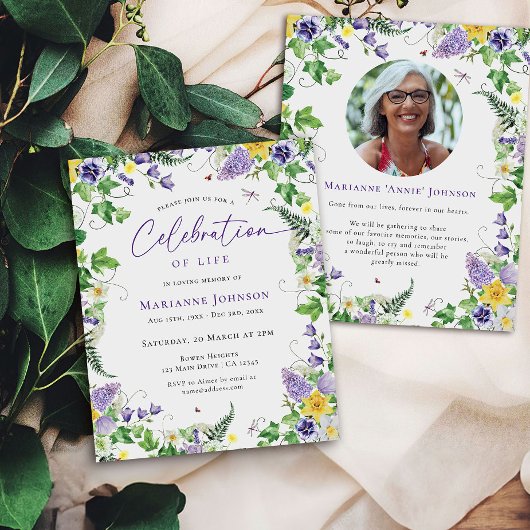 Papier Budget Moderne Floral Célébration de la vie funéra