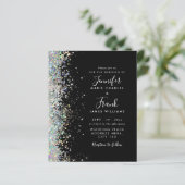 Papier Budget Moderne Glitter Black Wedding Invitation (Debout devant)
