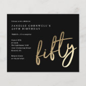 Papier Budget Moderne Gold Type 50e Invitation anniversai (Devant)