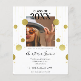 Papier Budget Moderne Gold & White Graduation Invitation