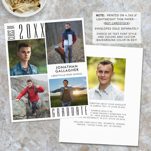 Papier Budget Moderne Graduation 5 Faire-part photo