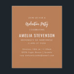 Papier Budget Moderne Graduation Party Terracotta Invitat<br><div class="desc">Budget Moderne Minimal Graduation Party Invitation dans Boho Terracotta Brown</div>